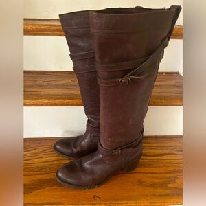 FRYE 76396 Jane Strappy Womens Leather Riding Calf High Booties Boots Size 8.5B